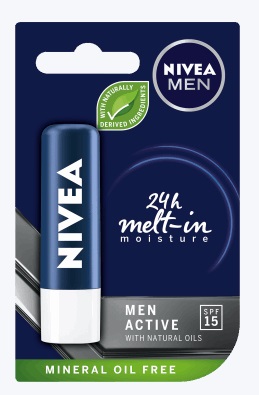 Nivea For Men -  NIVEA MEN 24h Melt-in Moisture pielęgnująca pomadka do ust SPF 15, Active for Men 4,8 g